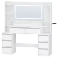 Dressing Table with Mirror and 8 Drawers - White, 135cm