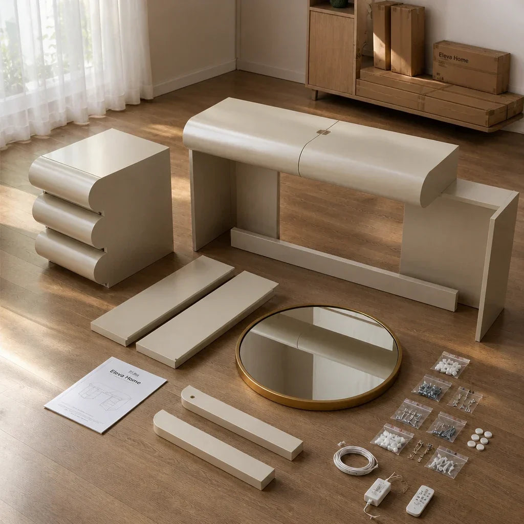 Dressing Table with Drawers - Beige, 140cm