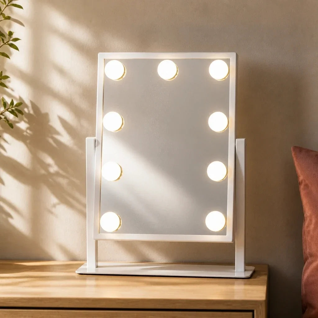 Makeup Mirror with Lights - Compact, White