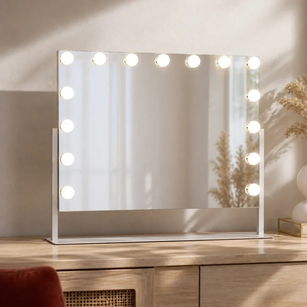Makeup Mirror with Lights - Tilting, White