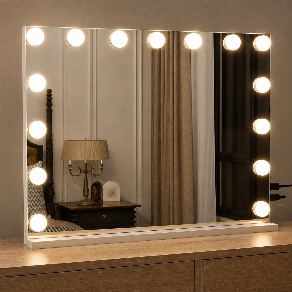 Hollywood Mirror with 15 LED Bulbs and USB Port - 58cm