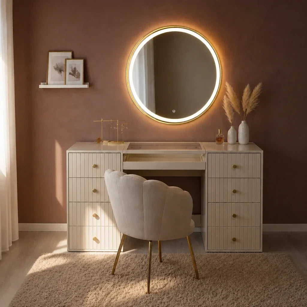 Dressing Table with Drawers - Beige, 150cm