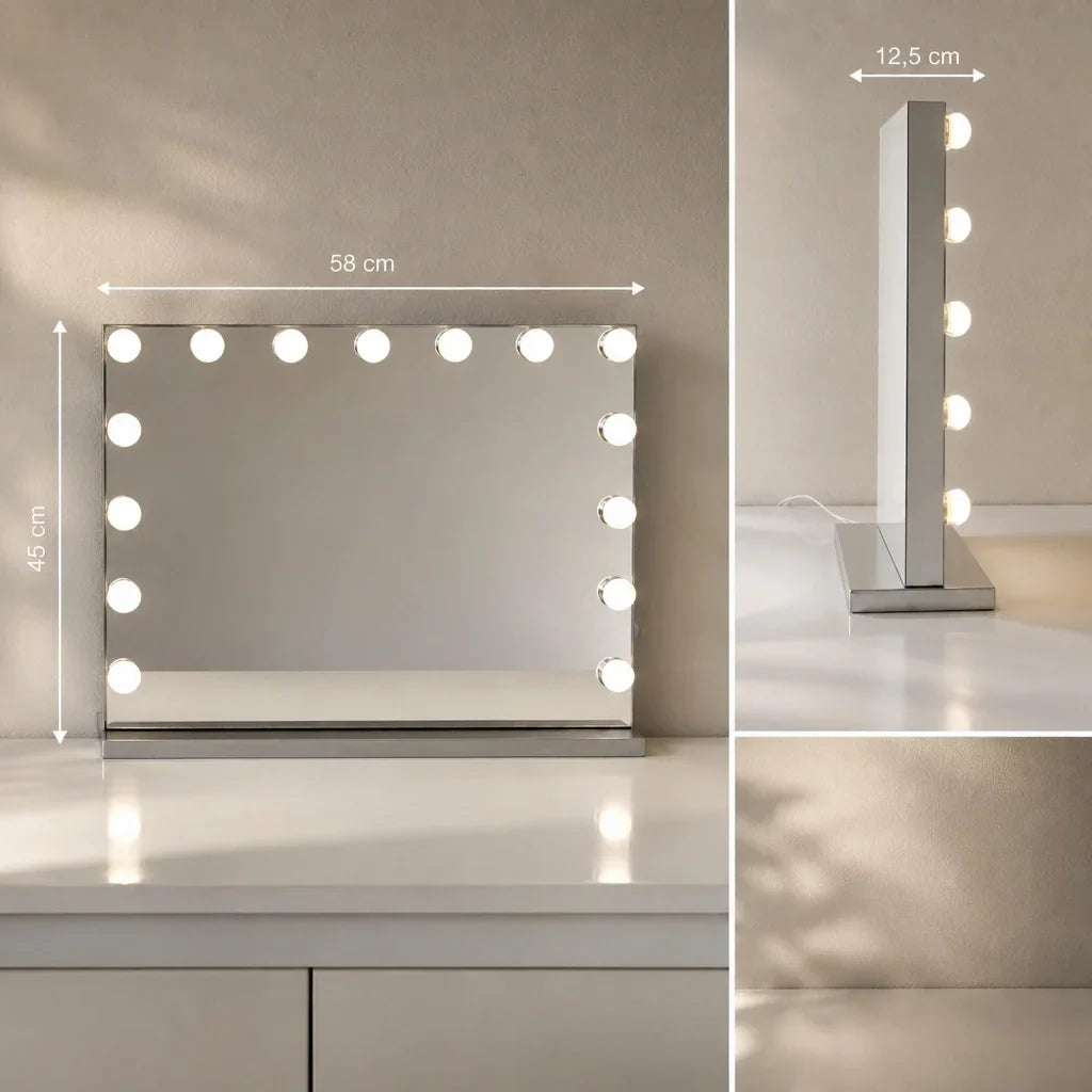 Makeup Mirror with Lights - Silver