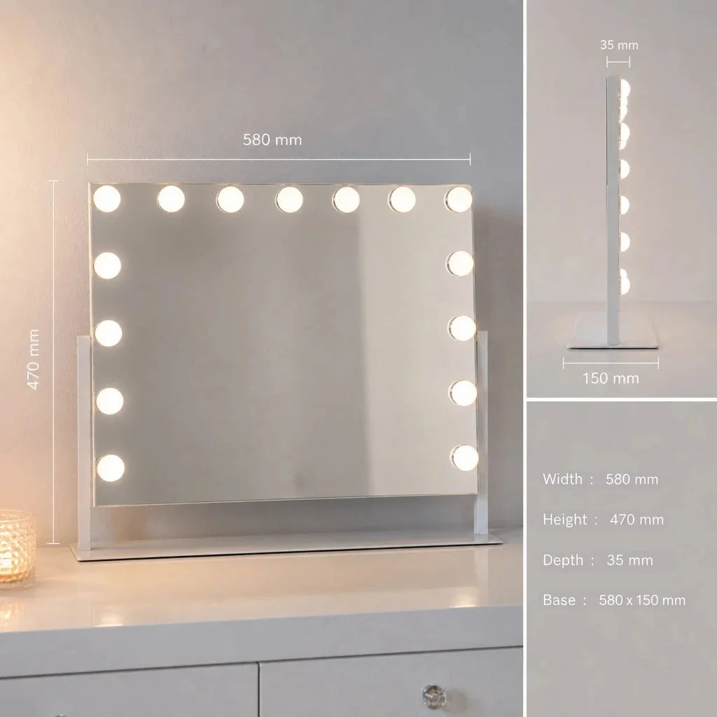 Makeup Mirror with Lights - Tilting, White