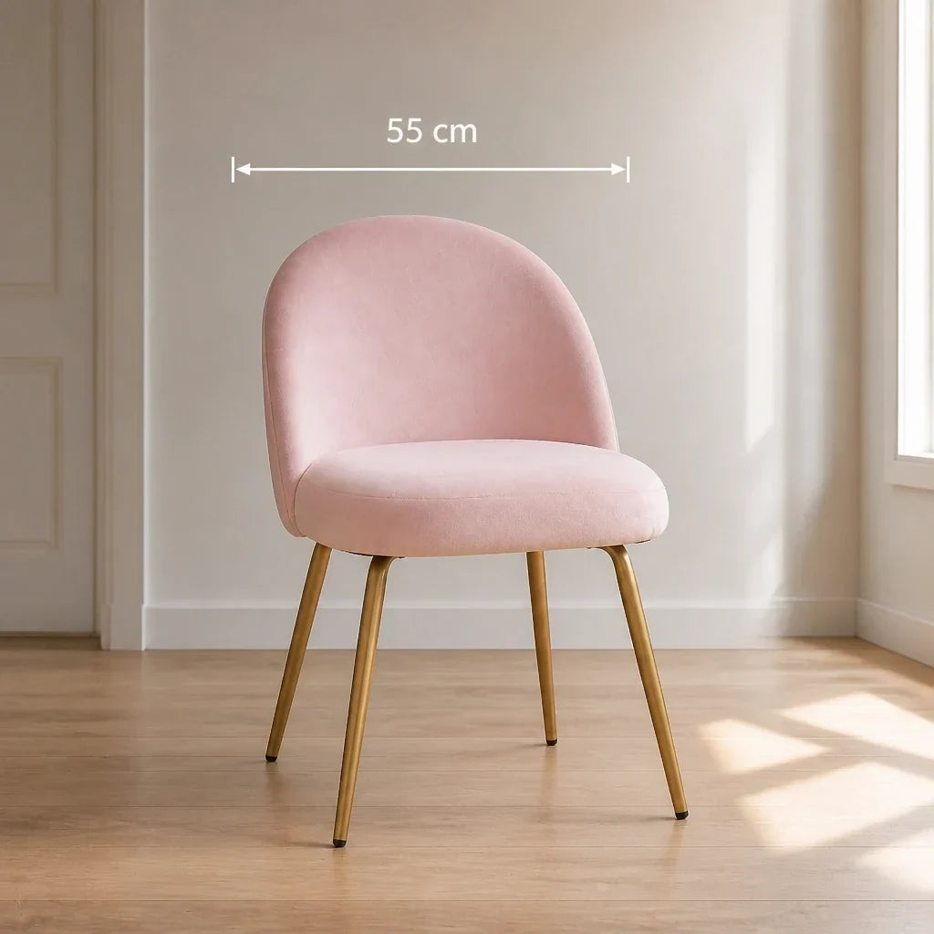 Dressing Table Chair - Pink Velvet with Gold Legs