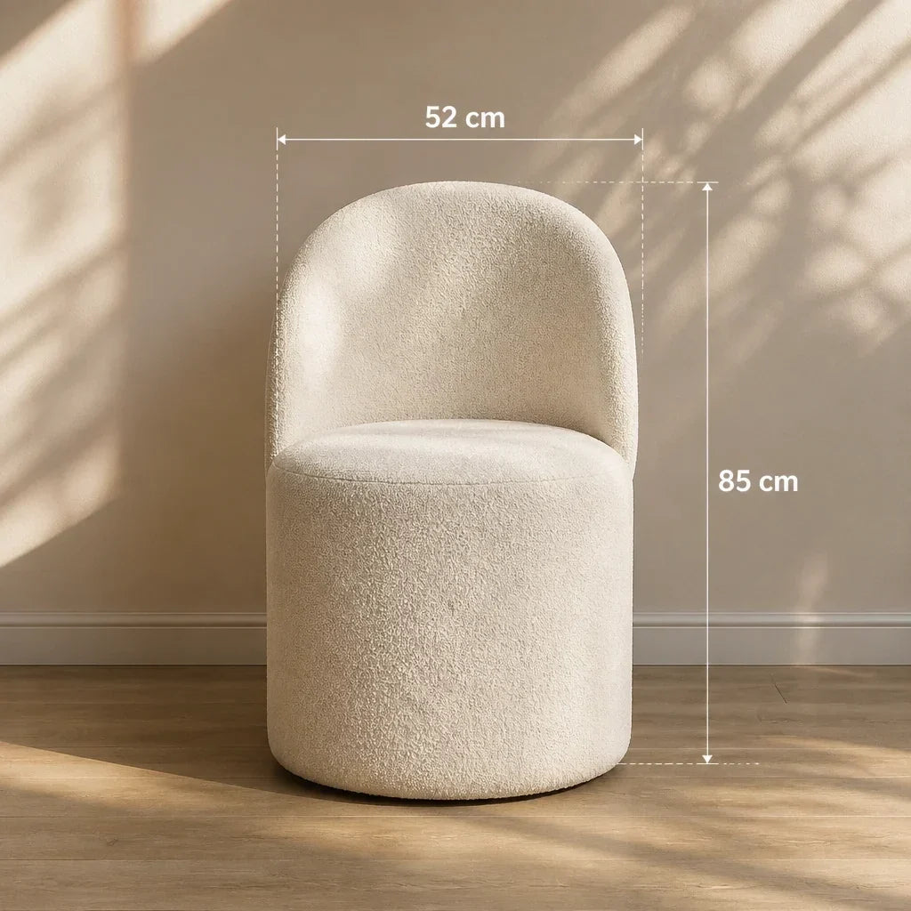 Dressing Table Chair with Curved Back - Cream Boucle
