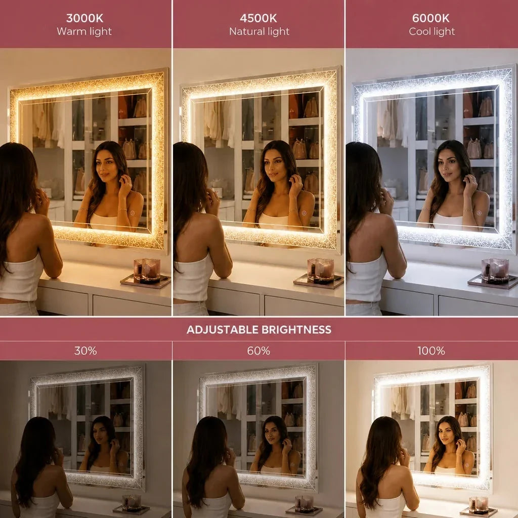 Dressing Table Mirror with Lights - 120x80 or 150x80cm