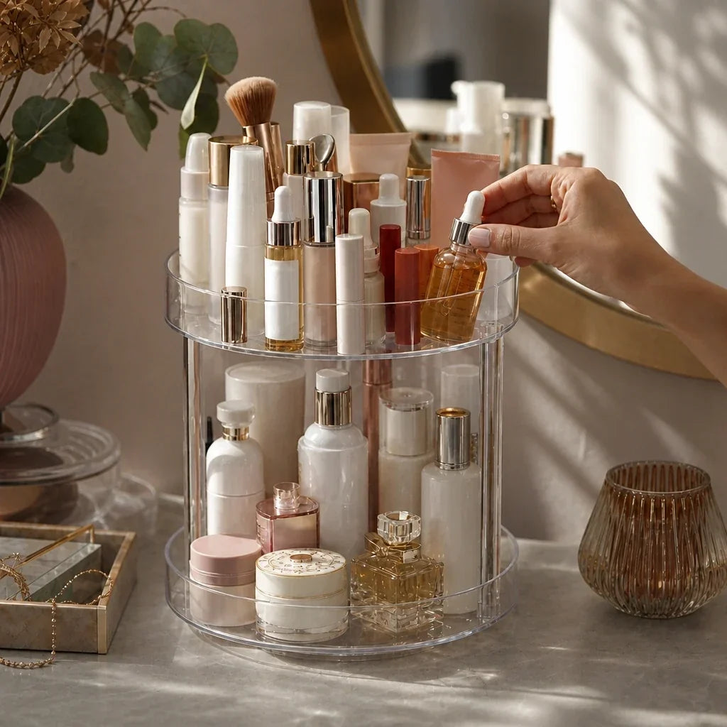 Makeup and Skincare Organiser - 2 Tier Rotating
