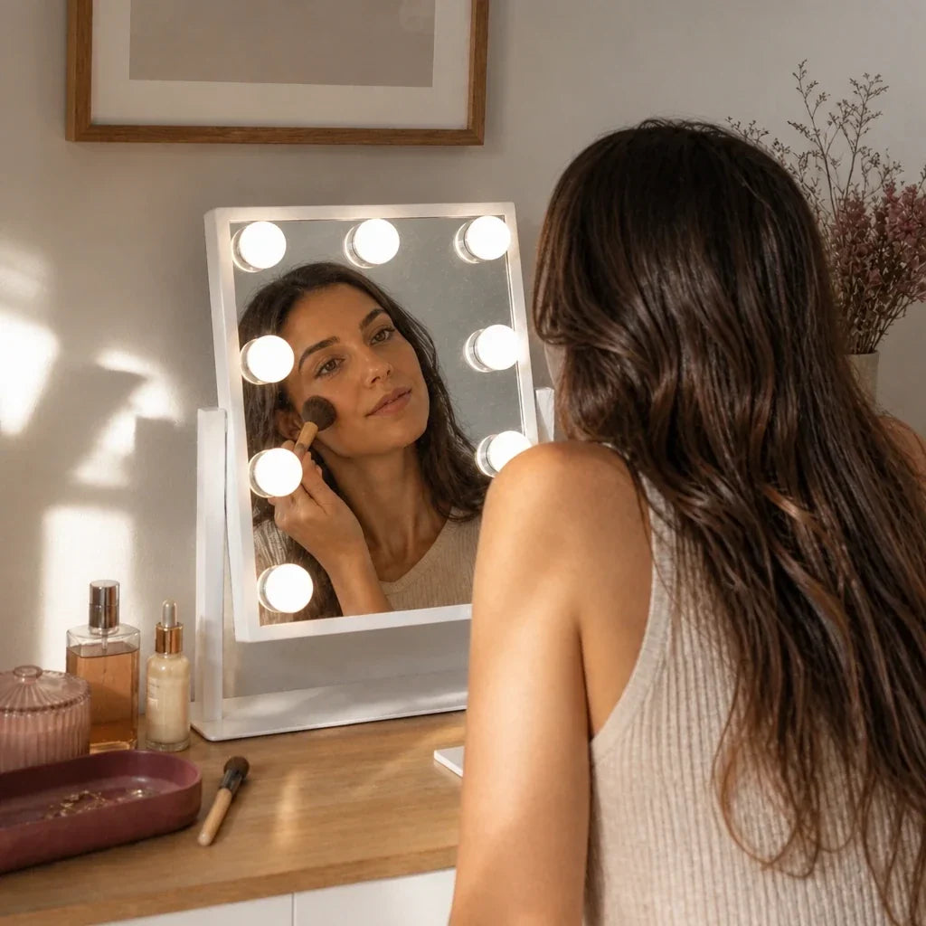 Makeup Mirror with Lights - Compact, White