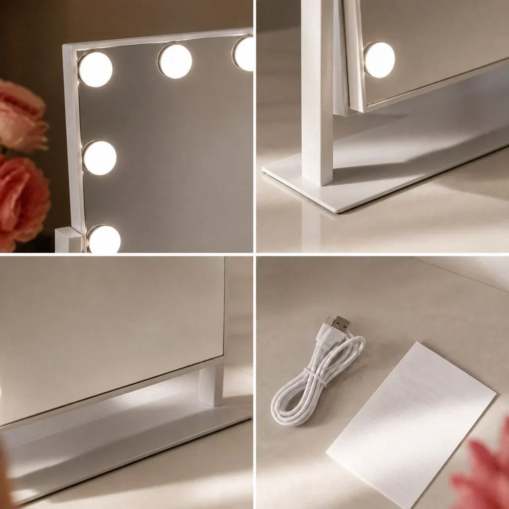 Makeup Mirror with Lights - Tilting, White