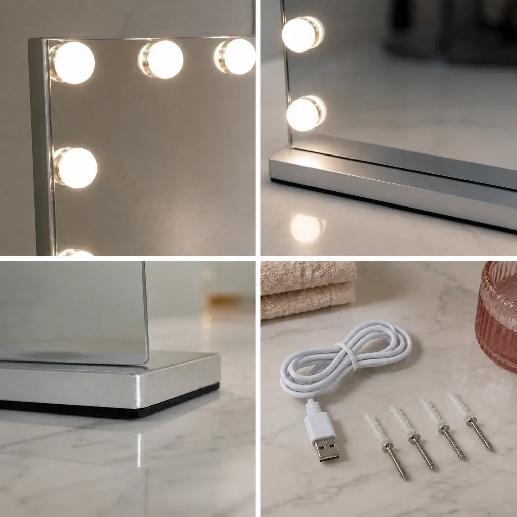 Makeup Mirror with Lights - Silver