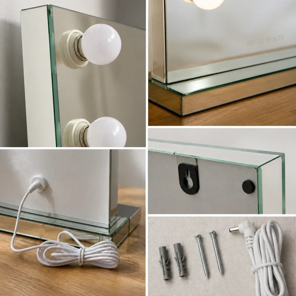 Hollywood Mirror with Lights - Mirrored Silver Frame