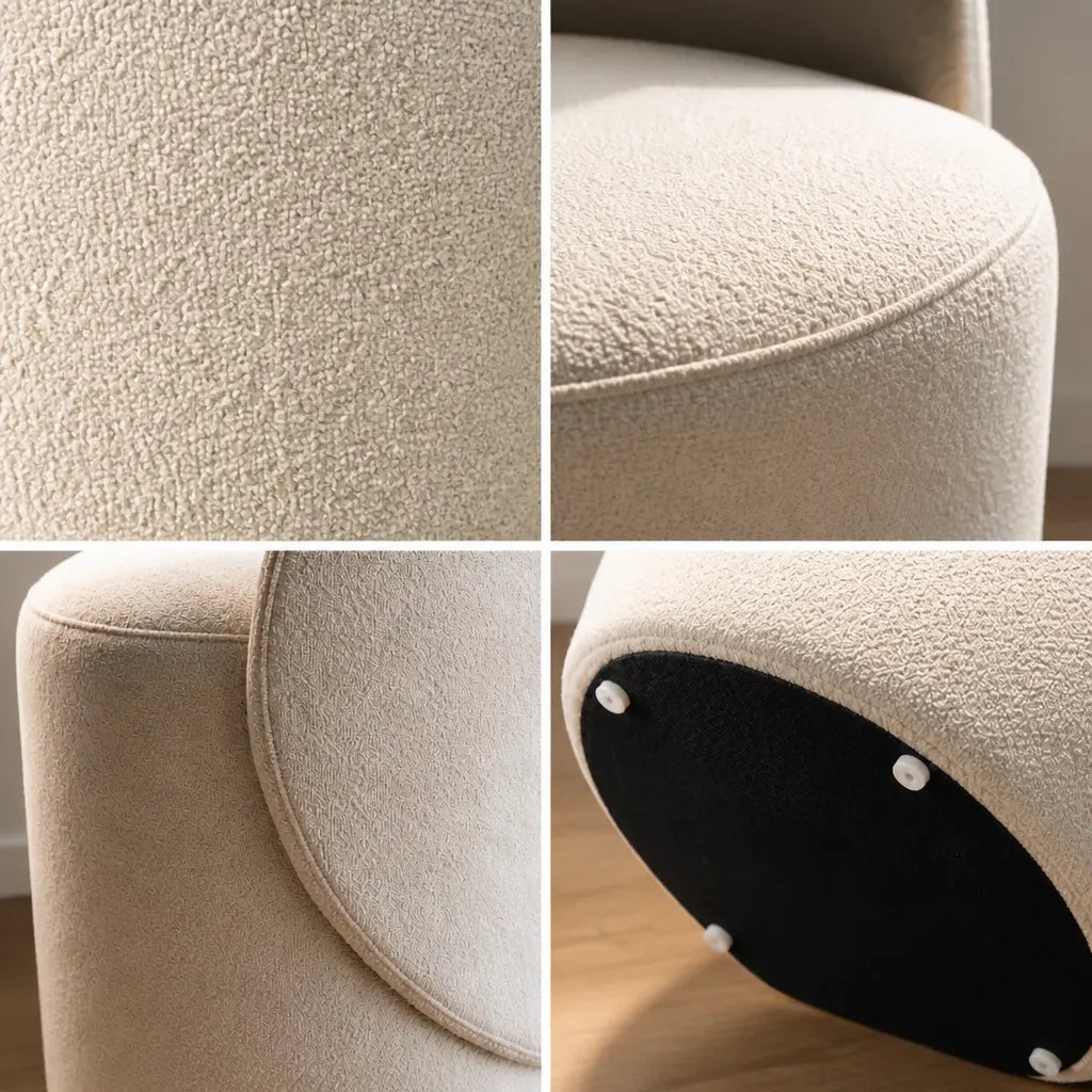 Dressing Table Chair with Curved Back - Cream Boucle