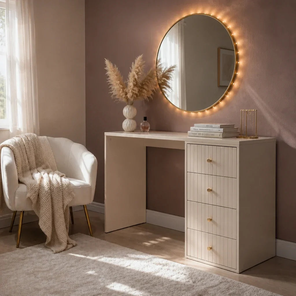 Dressing Table with Drawers - Beige, 120cm