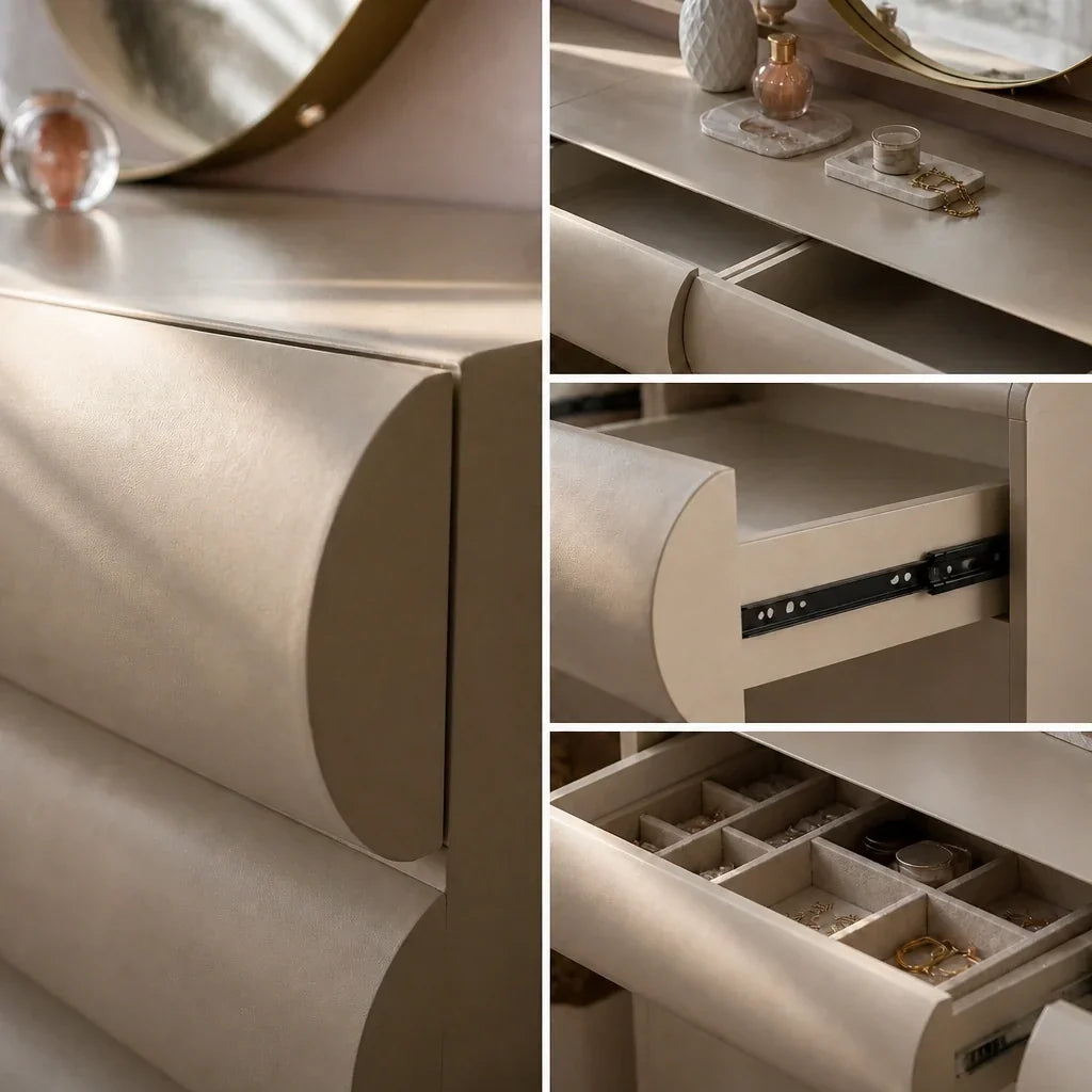 Dressing Table with Drawers - Beige, 140cm