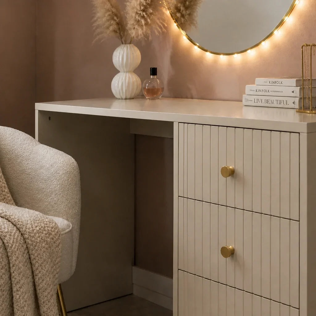 Dressing Table with Drawers - Beige, 120cm