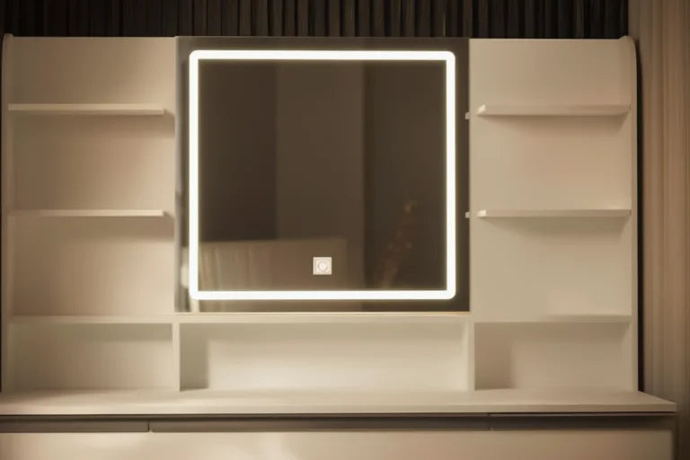 Dressing Table with Mirror and 7 Drawers - White, 108cm