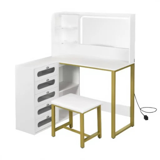 Dressing Table with Mirror and Clear Drawers - White, 120cm