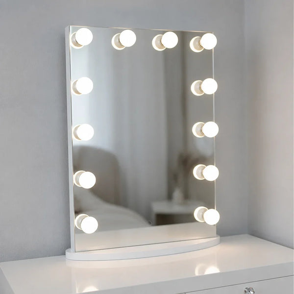 Hollywood Mirror with Lights - Tall, White Finish