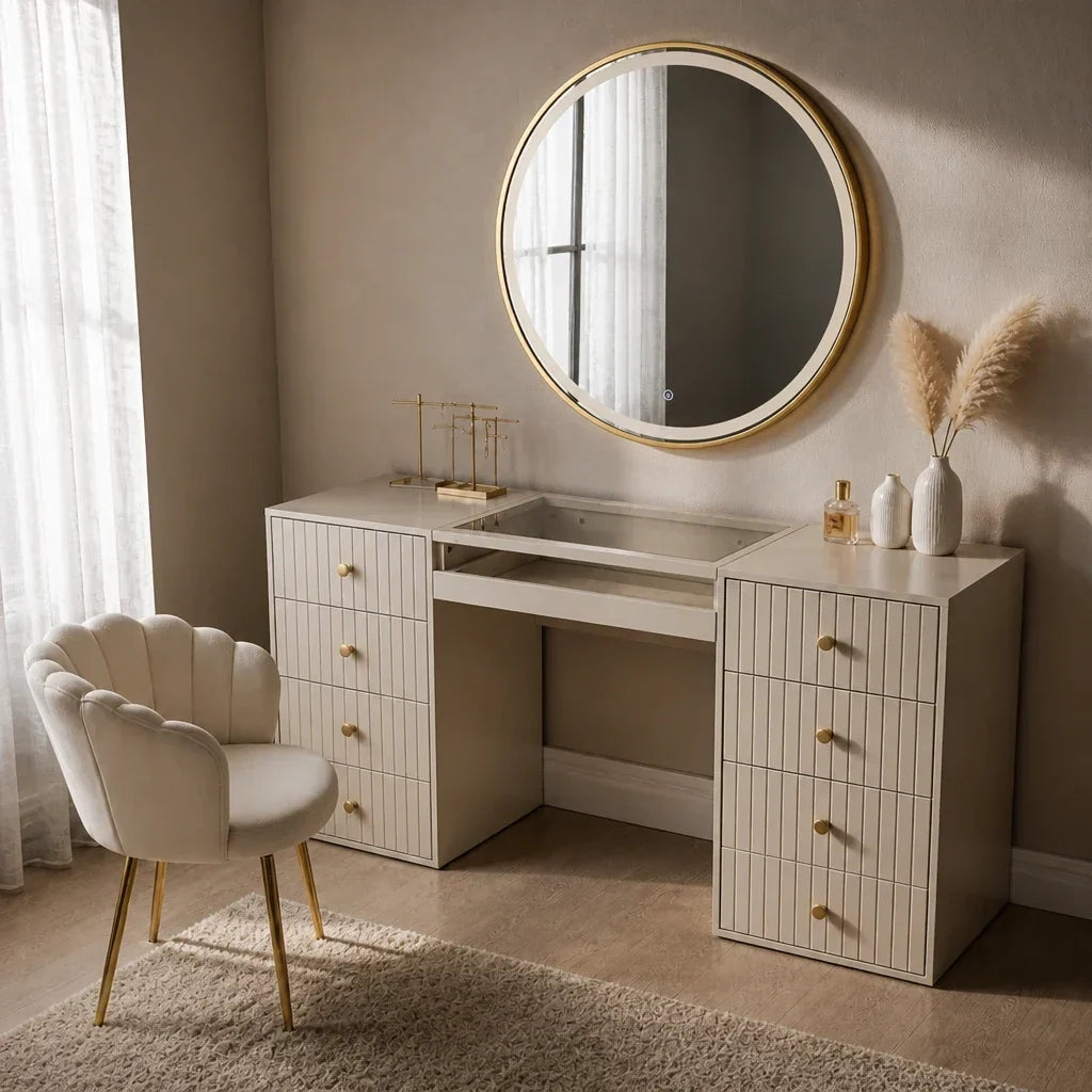 Dressing Table with Drawers - Beige, 150cm