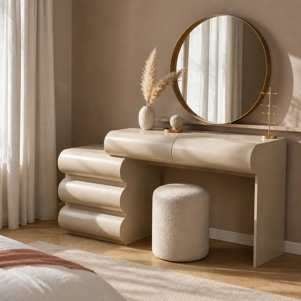 Dressing Table with Drawers - Beige, 140cm