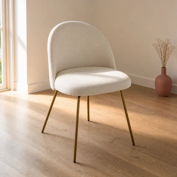 Dressing Table Chair - White Velvet with Gold Legs