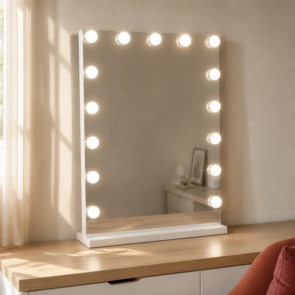Makeup Mirror with Lights - Tall, White
