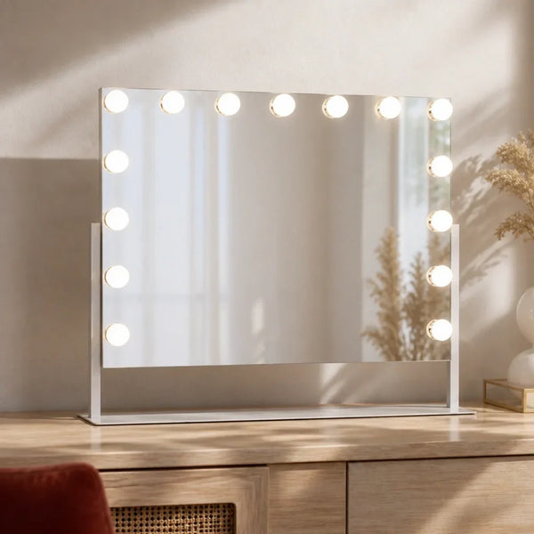 Makeup Mirror with Lights - Tilting, White