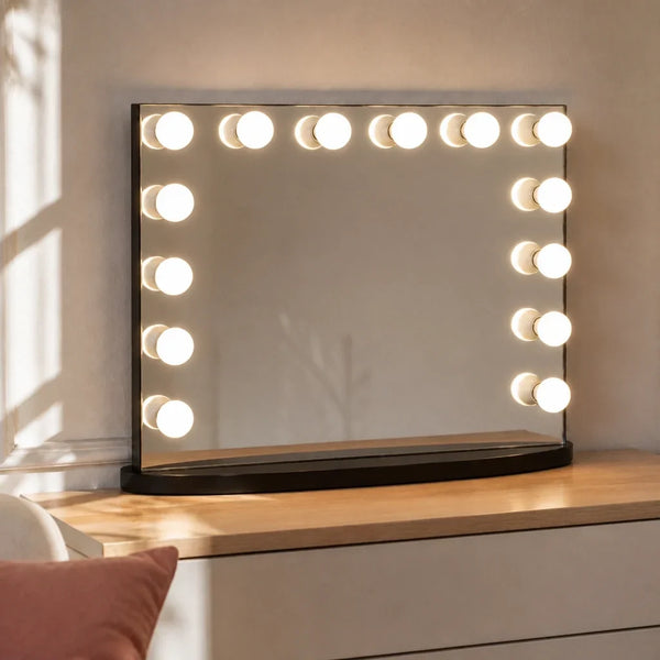 Hollywood Mirror with Bulbs - Black