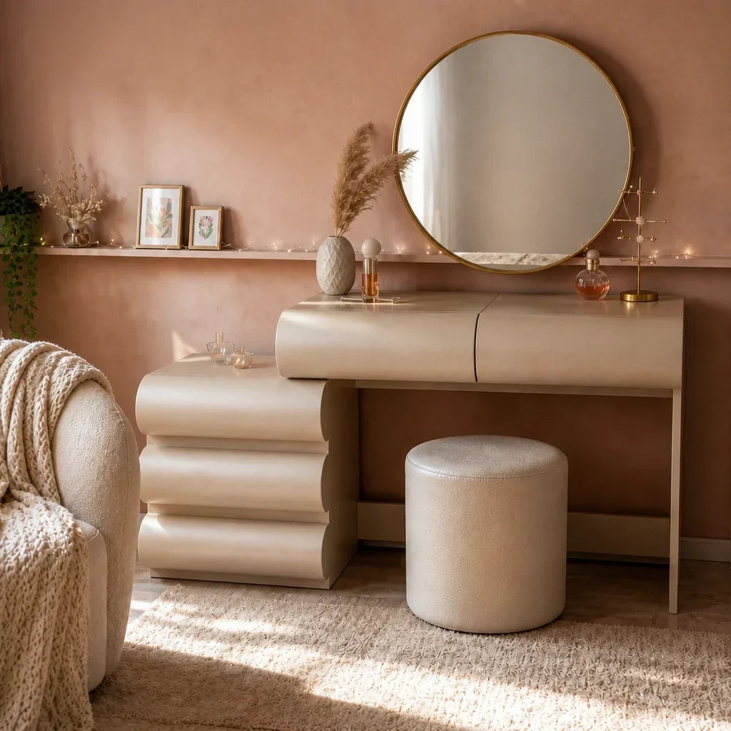Dressing Table with Drawers - Beige, 140cm