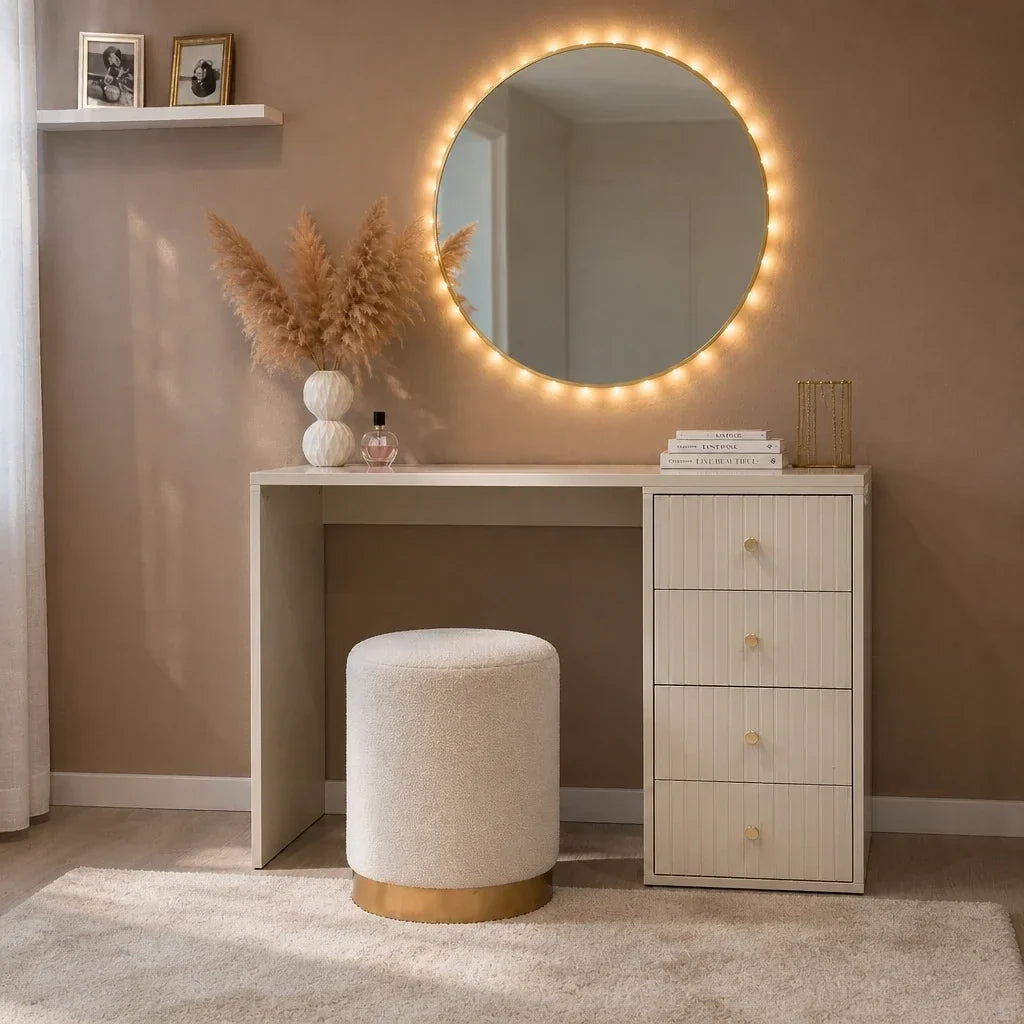 Dressing Table with Drawers - Beige, 120cm