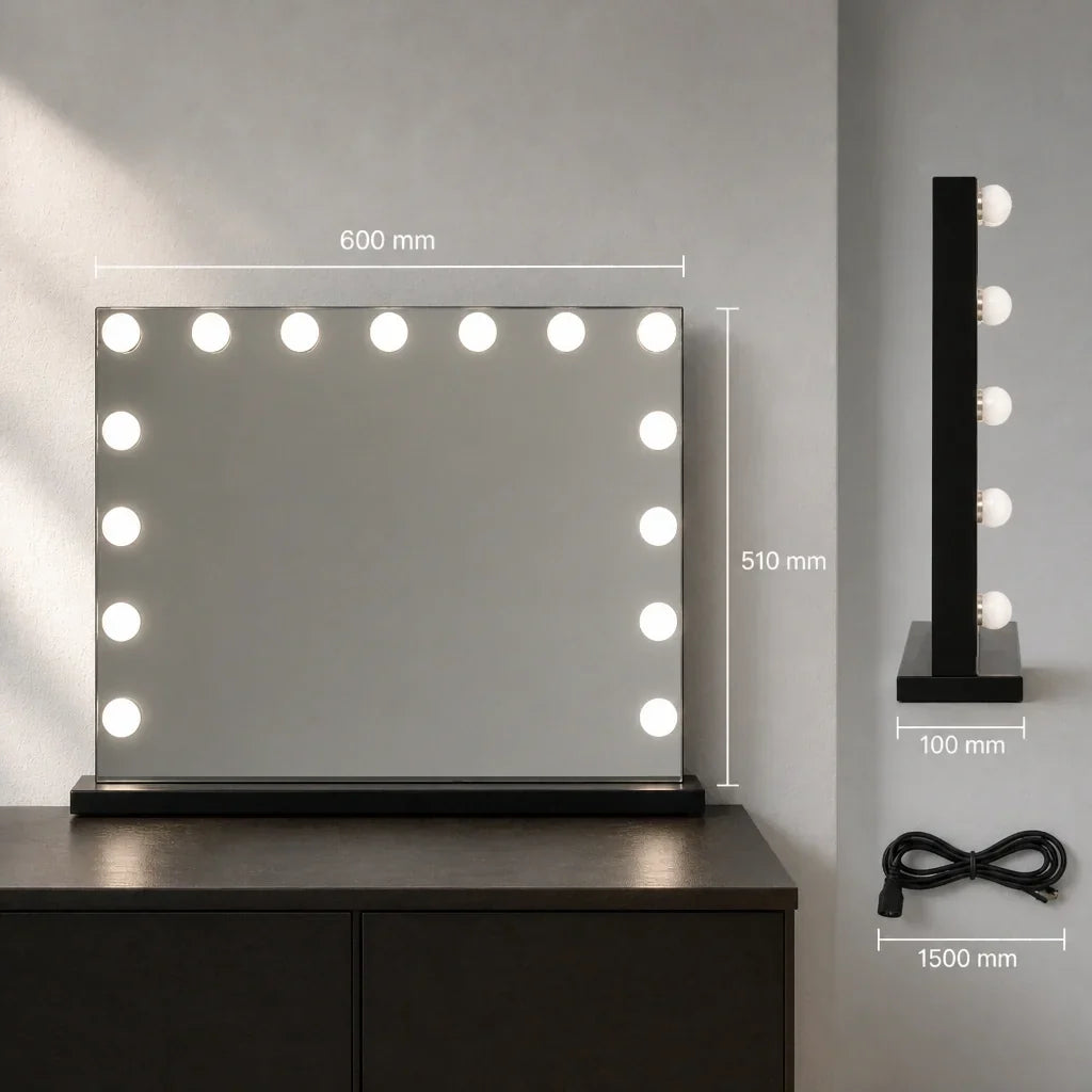 Makeup Mirror with Lights - Black