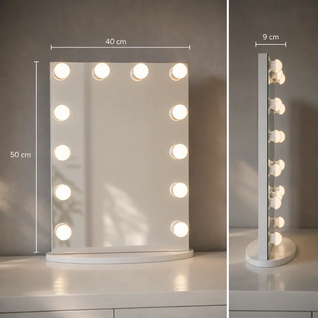 Hollywood Mirror with Lights - Tall, White Finish