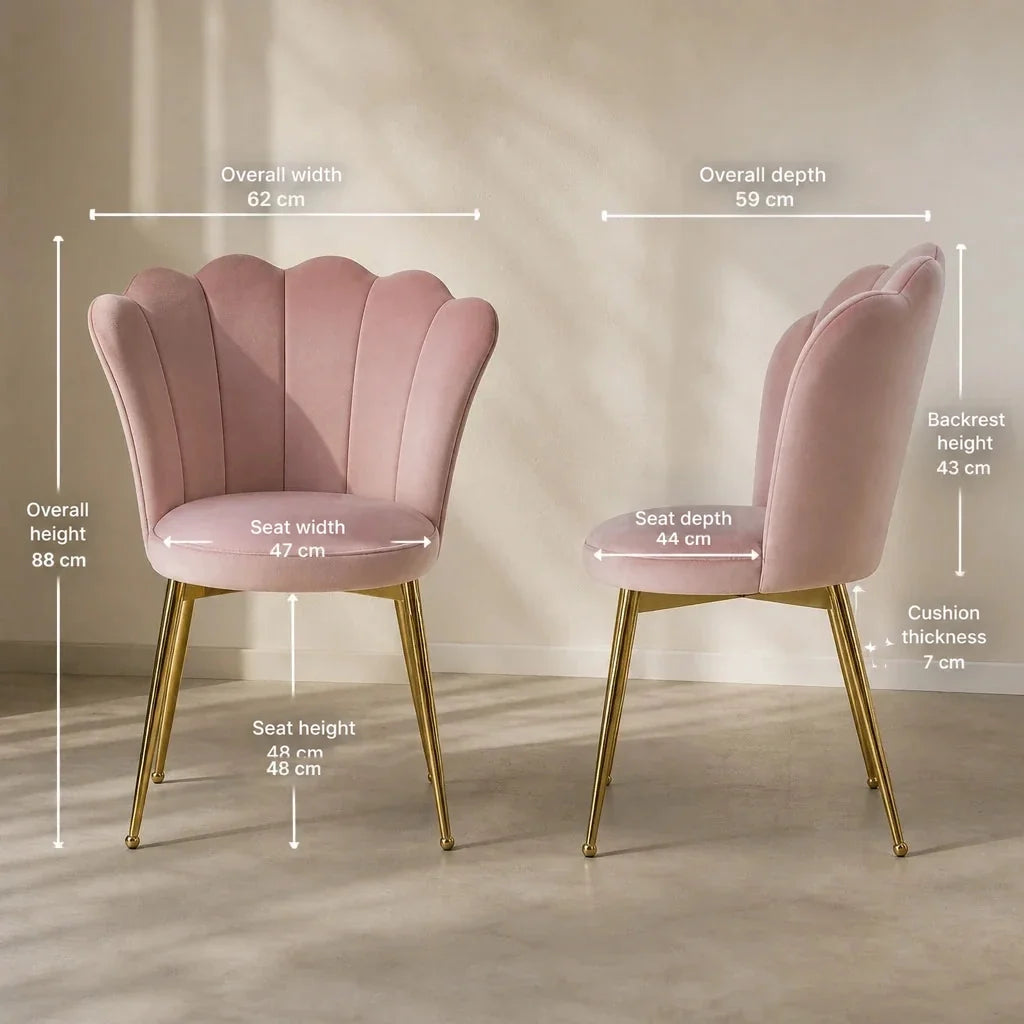 Dressing Table Chair - Velvet, Shell Back