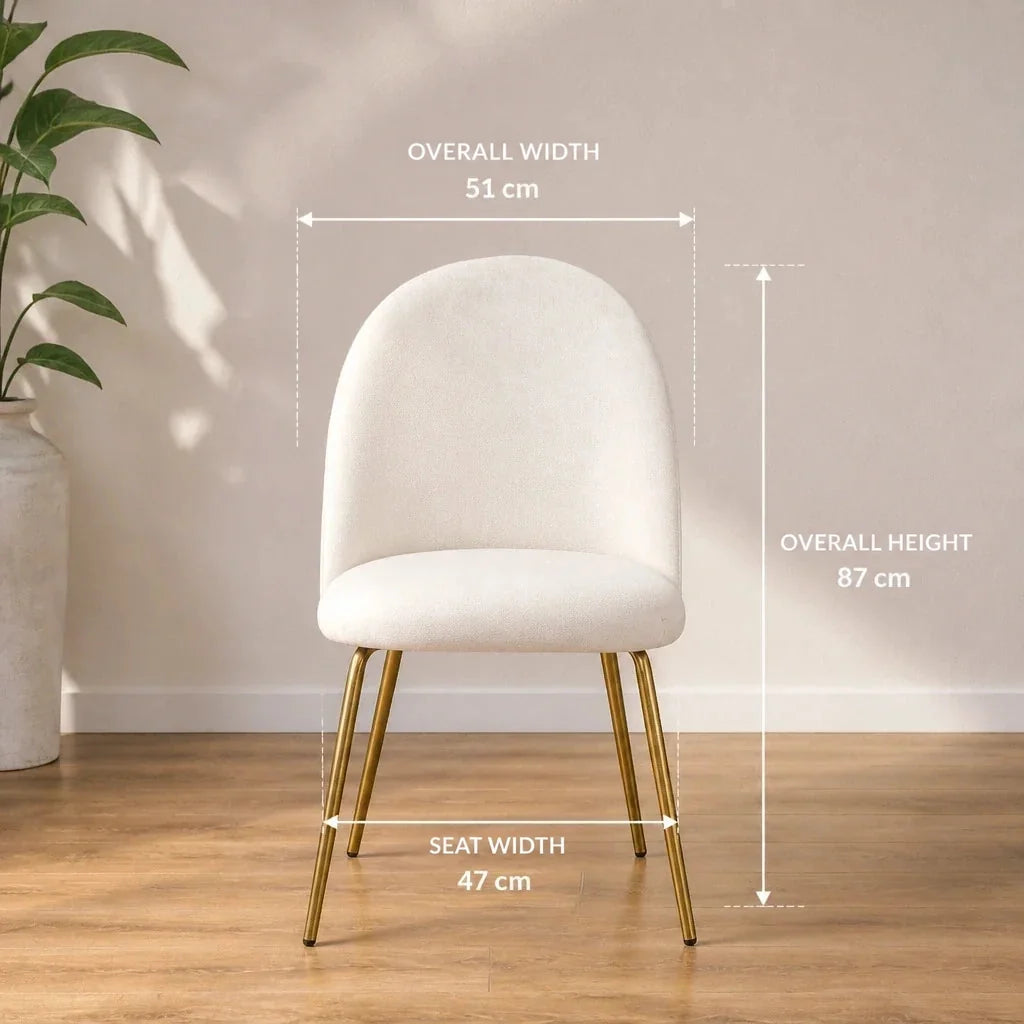 Dressing Table Chair - White Velvet with Gold Legs