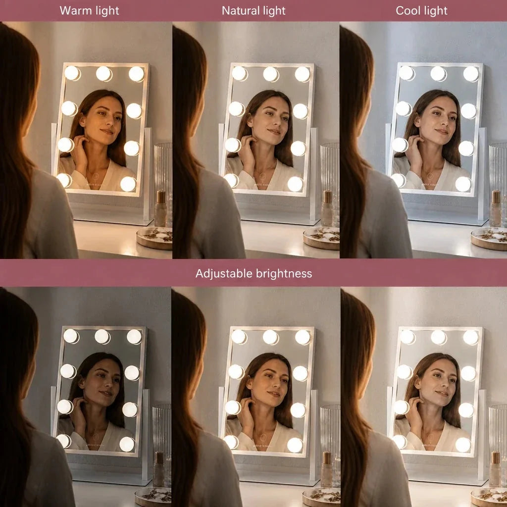 Makeup Mirror with Lights - Compact, White
