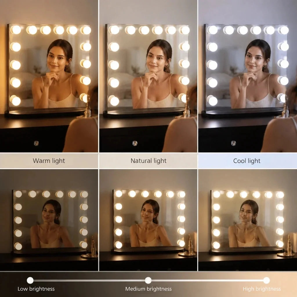 Hollywood Mirror with Bulbs - Black