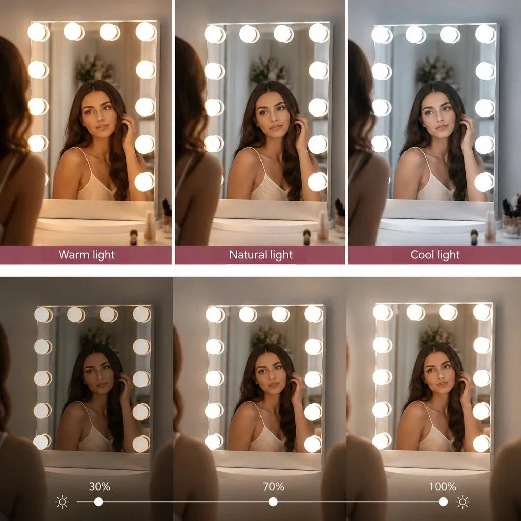 Hollywood Mirror with Lights - Tall, White Finish