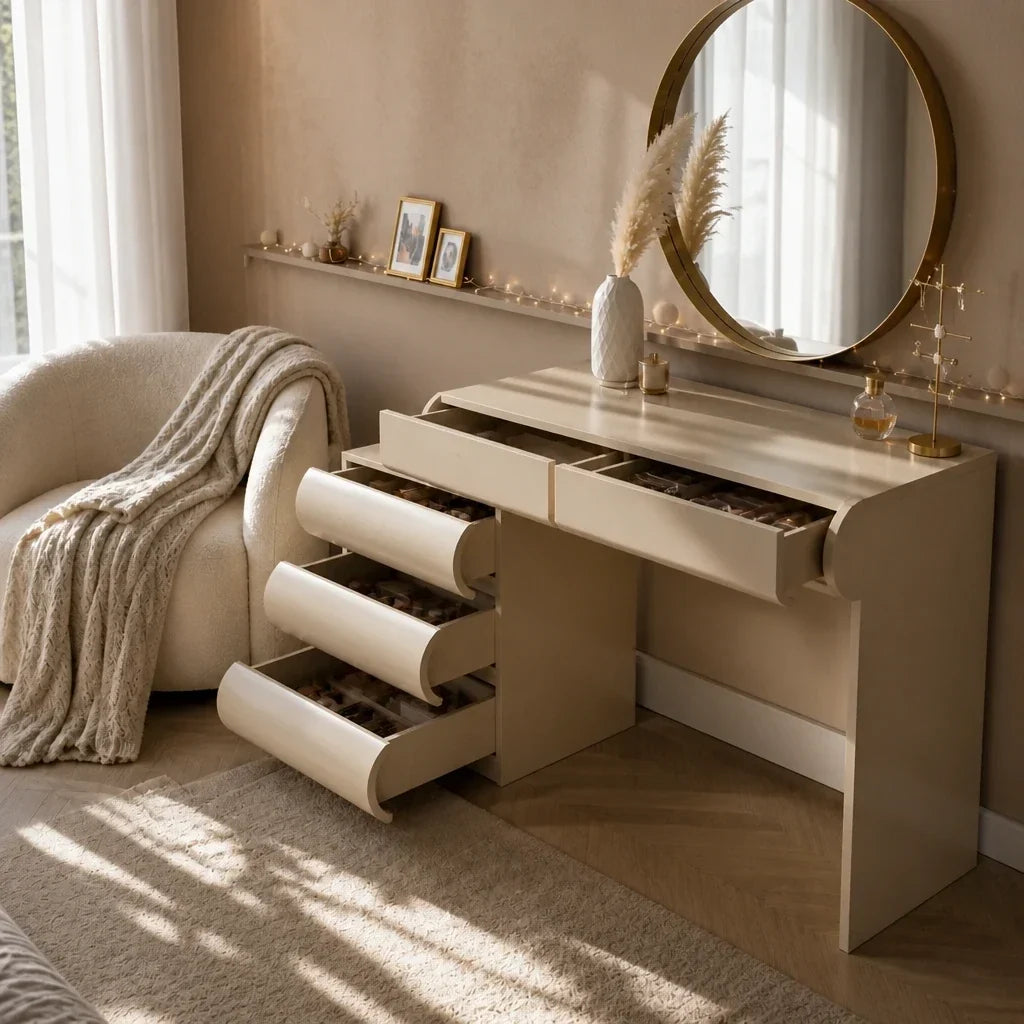 Dressing Table with Drawers - Beige, 140cm
