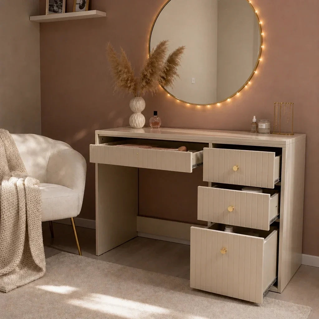 Dressing Table with Drawers - Beige, 120cm