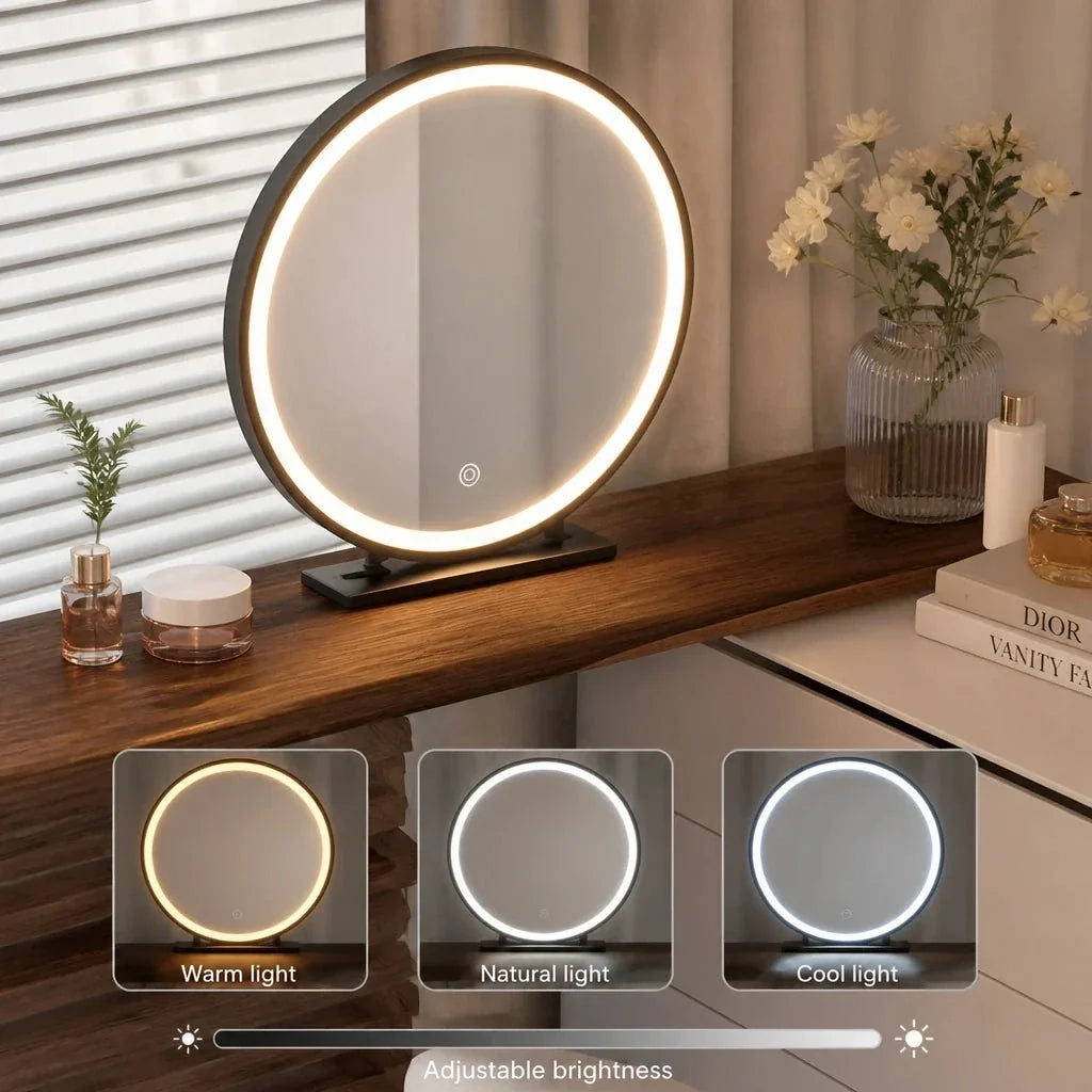 Corner Dressing Table with Mirror - Wooden Top, 120cm