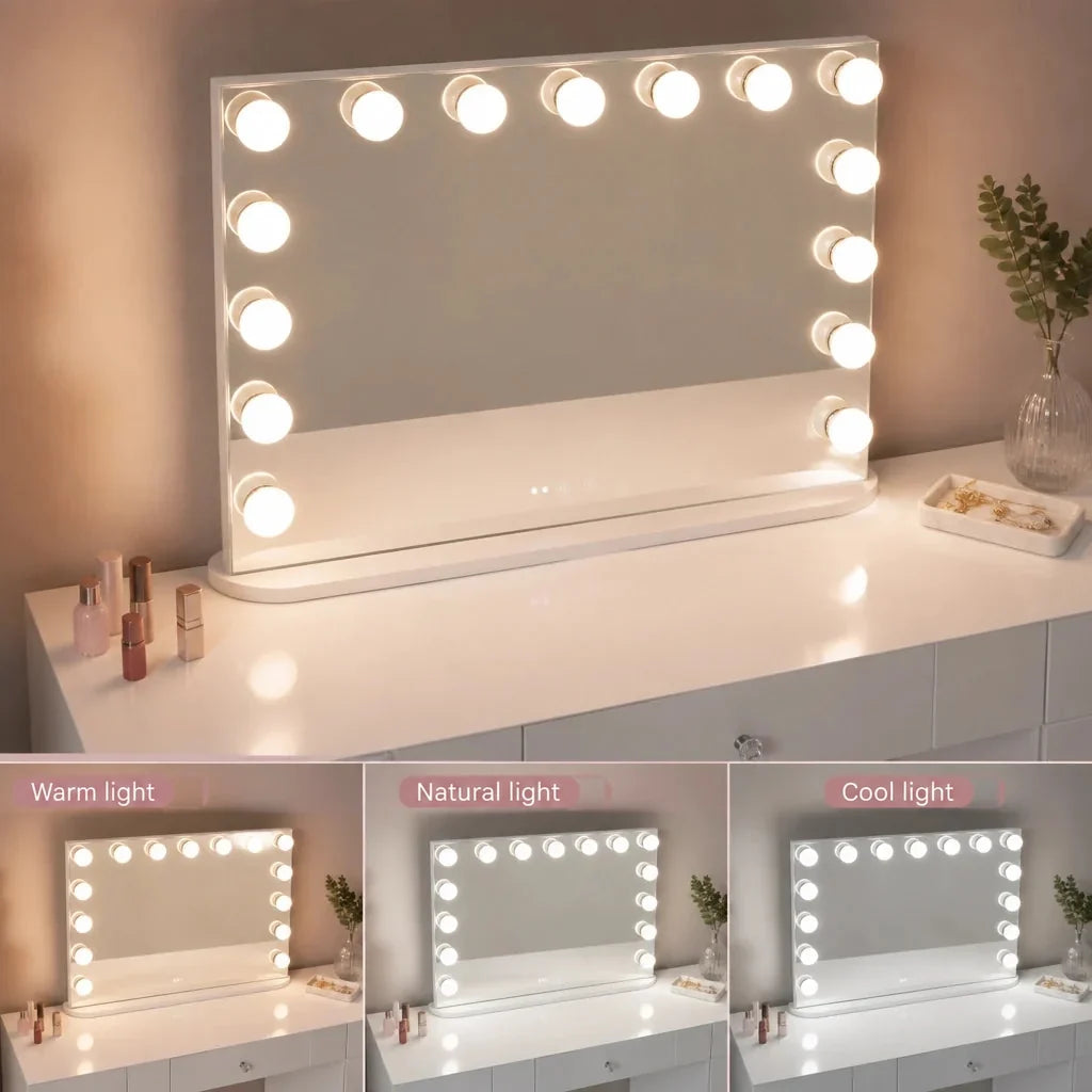 Dressing Table with Mirror and 7 Drawers - White