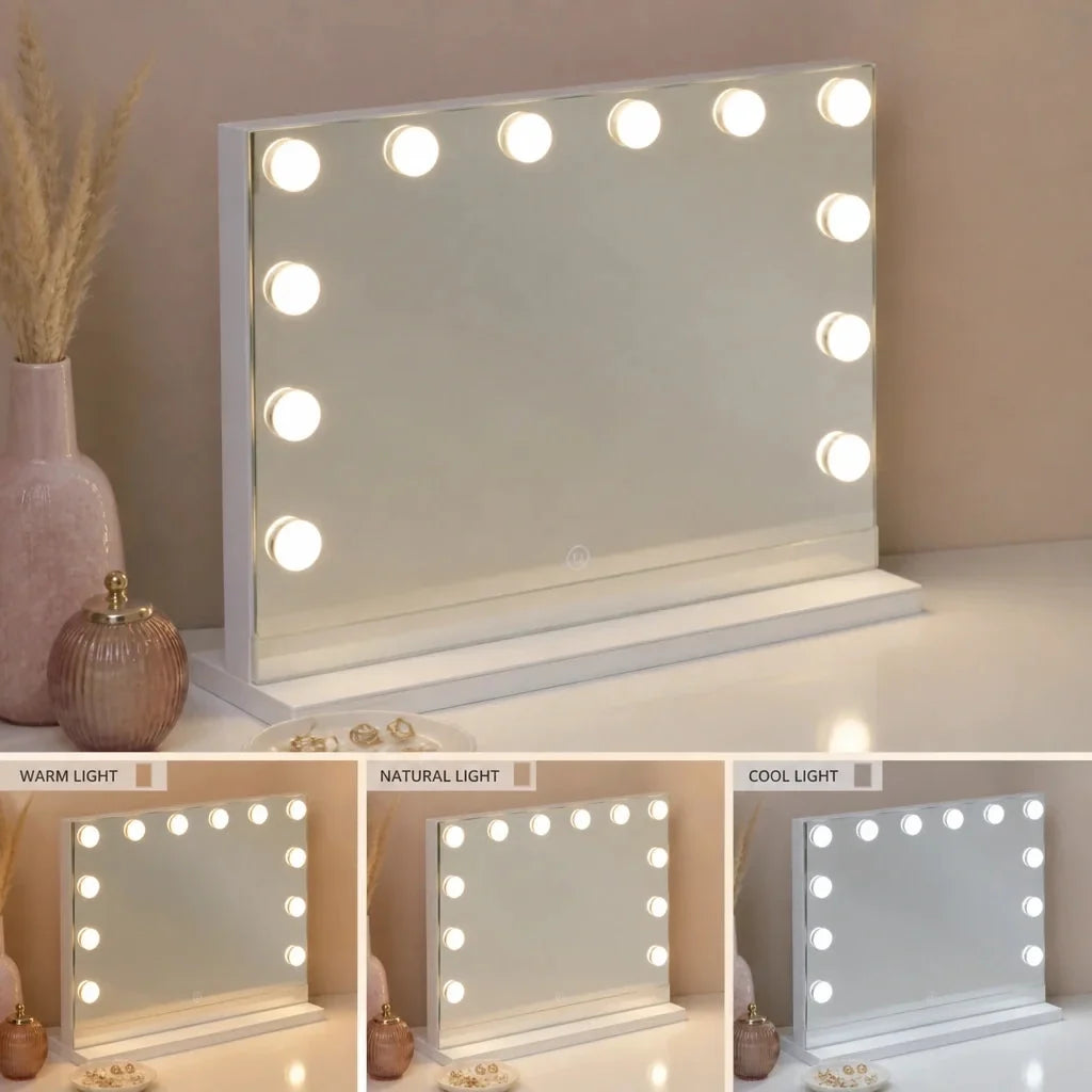 Dressing Table with Mirror and 2 Drawers - White