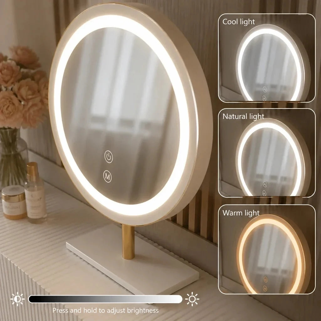 Dressing Table with Mirror - White and Gold, 135cm