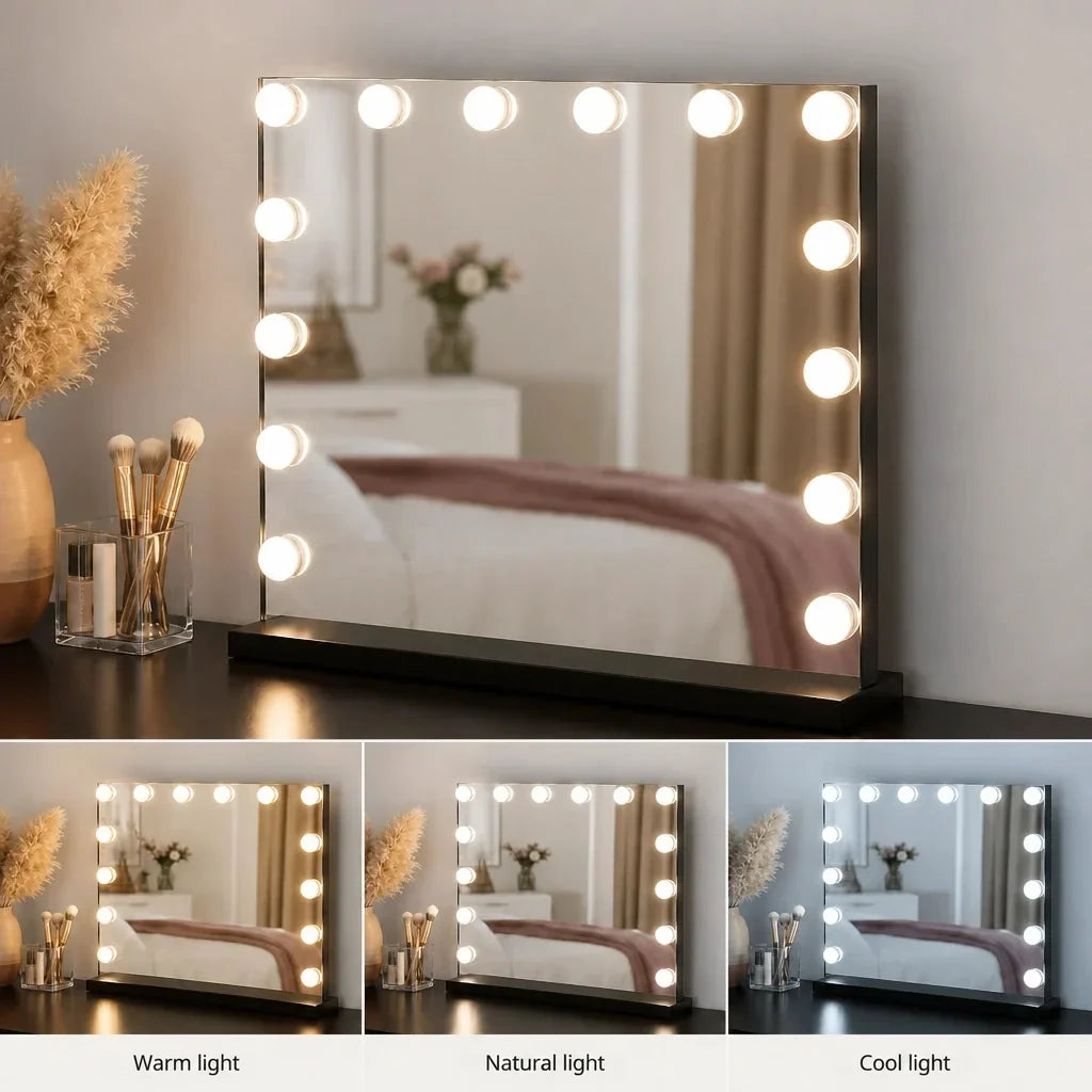 Dressing Table with Mirror and 2 Drawers - Black