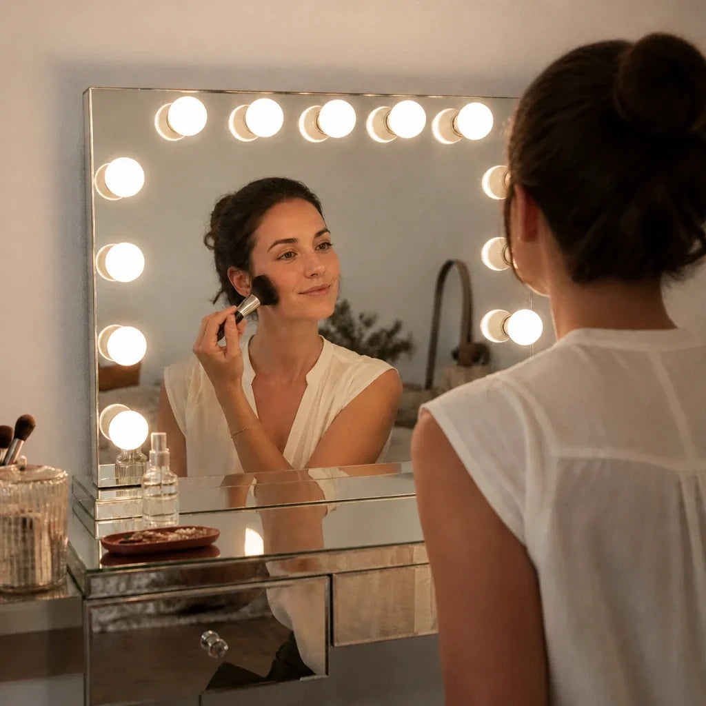 Hollywood Mirror with Lights - Mirrored Silver Frame