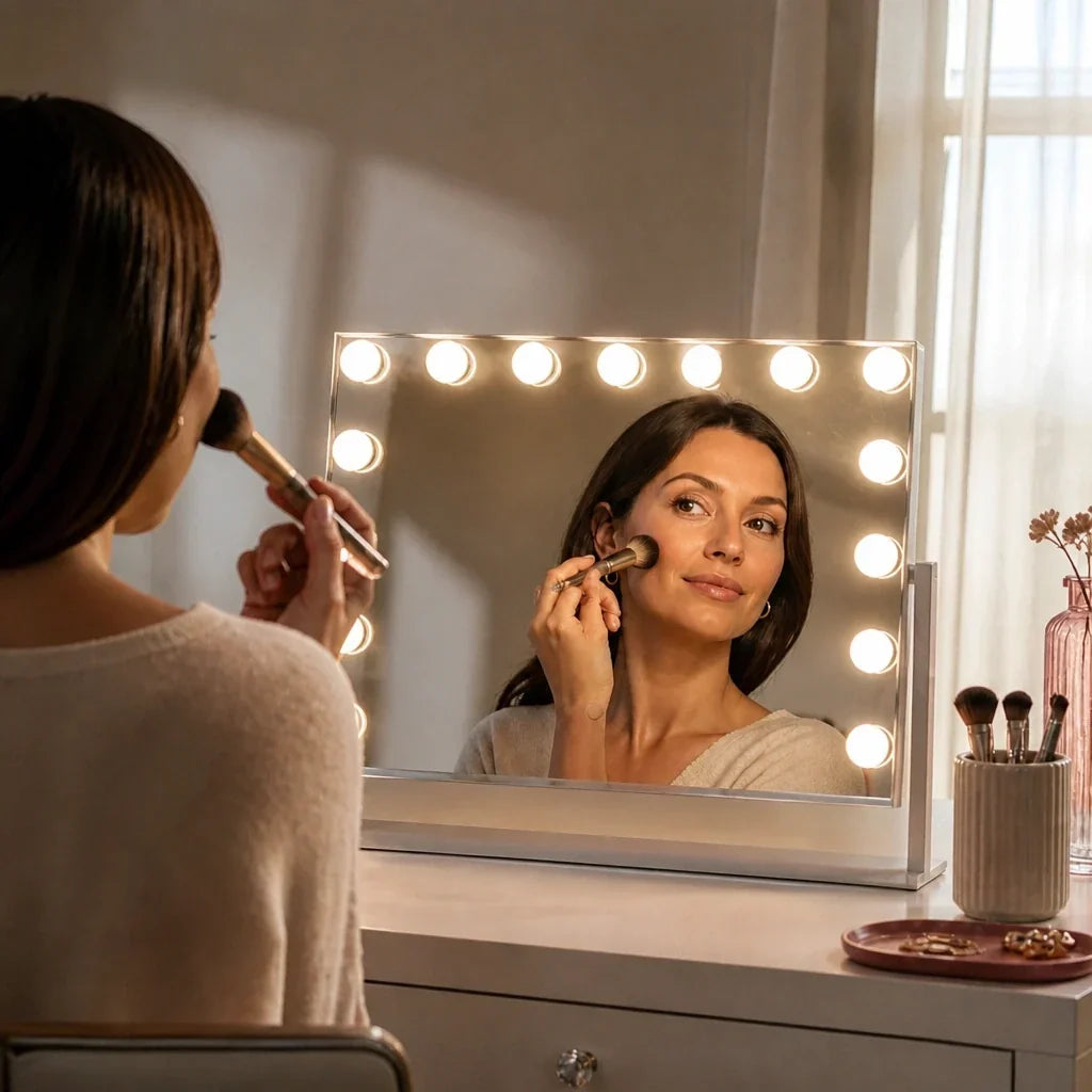 Makeup Mirror with Lights - Tilting, White