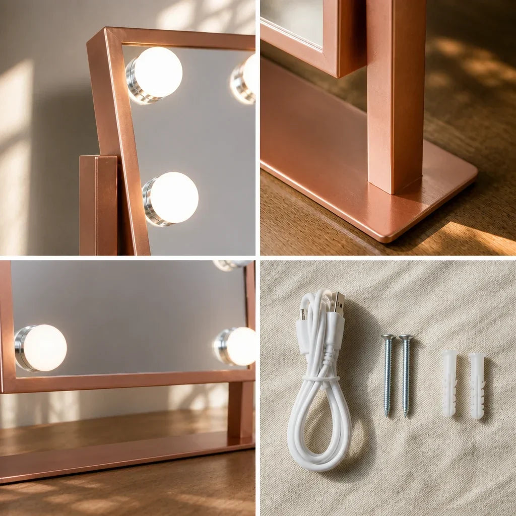 Makeup Mirror with Lights - Rose Gold