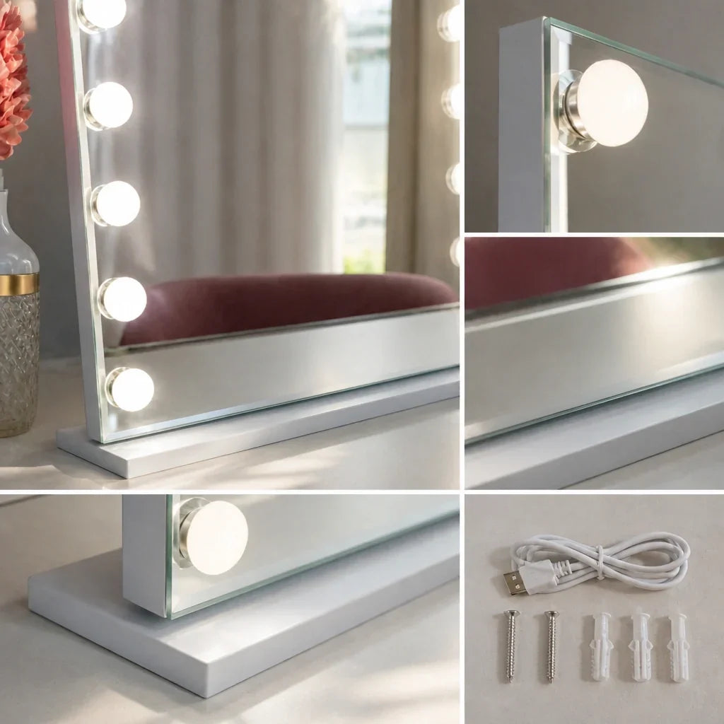 Makeup Mirror with Lights - White