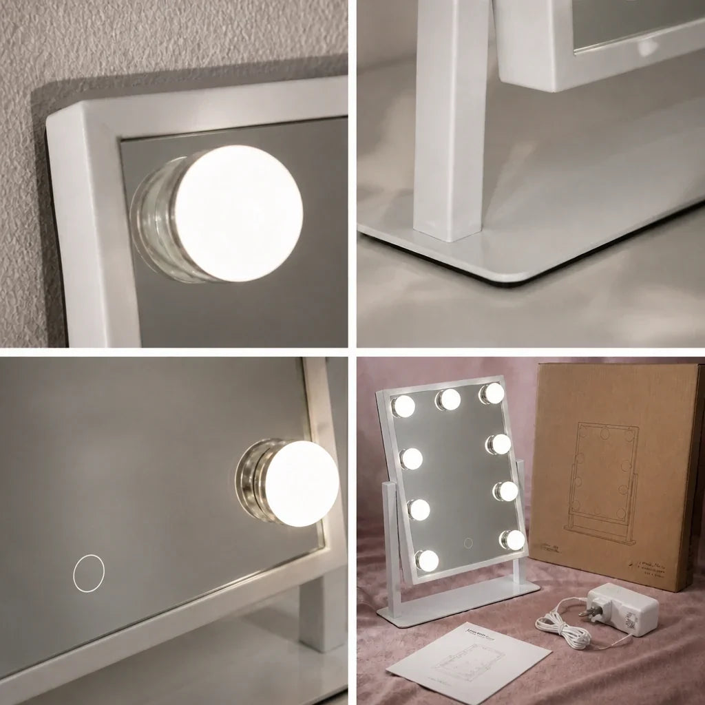 Makeup Mirror with Lights - Compact, White
